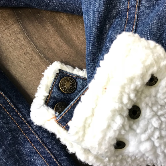Zip Up Jean Jacket with Fleece Sherpa Trim - Picture 3 of 3